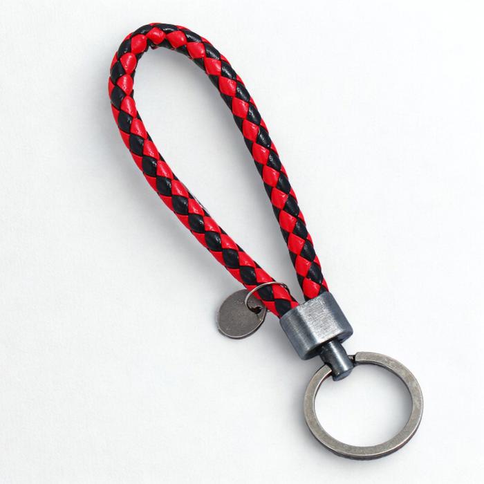 Leather Woven Keychain, Unisex Key Ring with Antique Silver Finish, Durable Braided Loop Key Holder, Men’s & Women’s Bag Charm