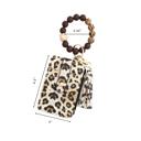  Leopard Print Card Wallet & Keychain Bracelet Set – Boho Silicone Beaded Wristlet with Tassel, Cute Animal Print Coin Purse, Stylish Key Holder Gift for Her