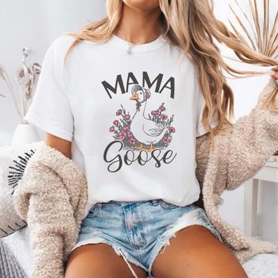 Mama Goose Graphic Tee by Comfort Colors – Cute Floral Duck Shirt for Moms, Funny Farm Animal T-Shirt, Gift for Her or Baby Shower