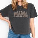  MAMA Leopard Print Comfort Colors Crop Top, Cute Graphic Mom Shirt, Vintage Style Summer Tee, Gift for Mama, Trendy Mom Outfit