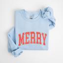  MERRY Christmas Sweatshirt | Cozy Holiday Crewneck | Red Graphic Letter Pullover | Festive Winter Outfit Gift for Her