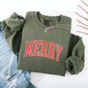  MERRY Christmas Sweatshirt | Cozy Holiday Crewneck | Red Graphic Letter Pullover | Festive Winter Outfit Gift for Her