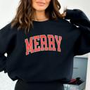  MERRY Christmas Sweatshirt | Cozy Holiday Crewneck | Red Graphic Letter Pullover | Festive Winter Outfit Gift for Her