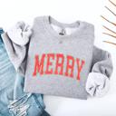  MERRY Christmas Sweatshirt | Cozy Holiday Crewneck | Red Graphic Letter Pullover | Festive Winter Outfit Gift for Her