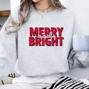  Merry and Bright Christmas Sweatshirt | Vintage Red Lettering Holiday Pullover | Cozy Winter Outfit Gift for Her