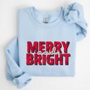  Merry and Bright Christmas Sweatshirt | Vintage Red Lettering Holiday Pullover | Cozy Winter Outfit Gift for Her