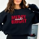  Merry and Bright Christmas Sweatshirt | Vintage Red Lettering Holiday Pullover | Cozy Winter Outfit Gift for Her