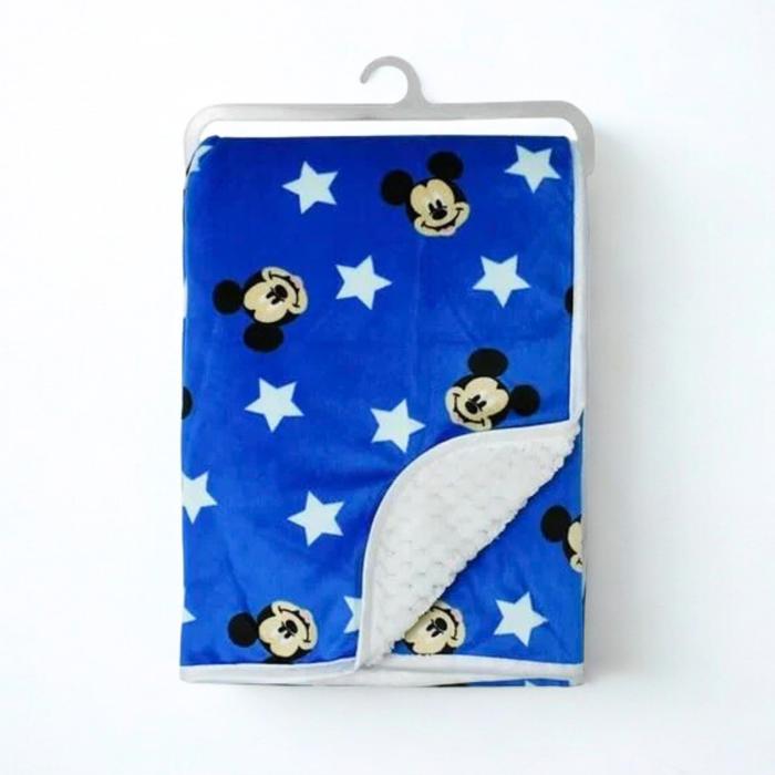 Disney Baby Boy Blanket with Mickey Mouse Print, Soft Baby Blanket 30x40, Cudlie Baby Blanket, Baby Shower Gift for Newborn or Toddler Boys – Blue