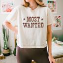  Most Wanted Western Cowgirl Comfort Colors Crop Top – Distressed Rodeo Graphic Tee, Vintage Country Concert Shirt, Bachelorette Outfit Idea, Gift for Her