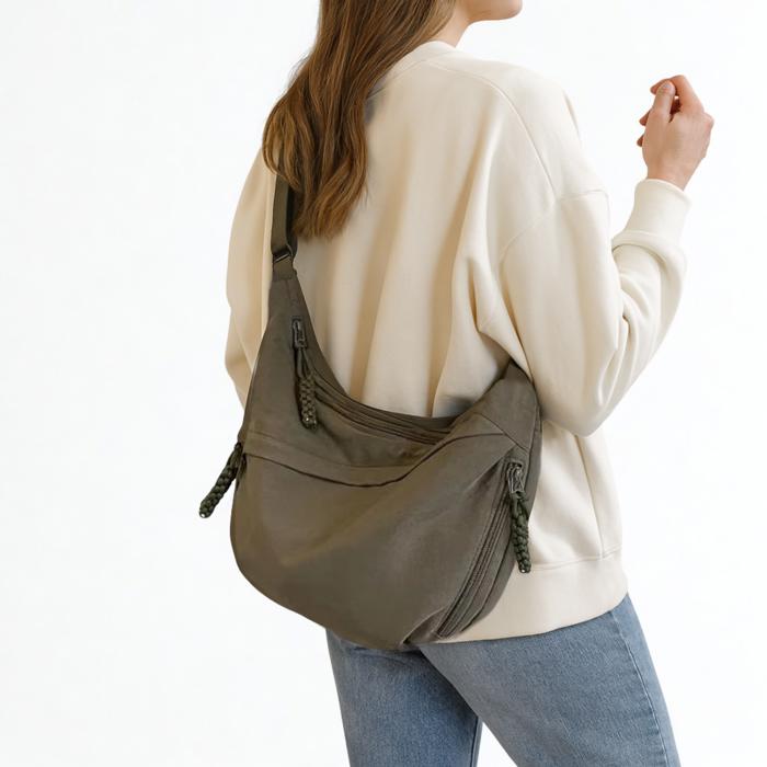 Casual Crossbody Shoulder Bag, Dumpling Bag with Pockets, Adjustable Strap Hobo Purse, Lightweight Everyday Travel Bag