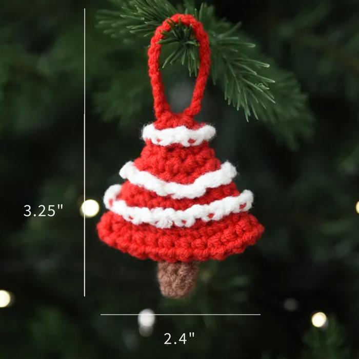 Crochet Ornament Set, Christmas Tree Decorations, Cozy Holiday Decor, Knitted Gift Set, Xmas Ornaments