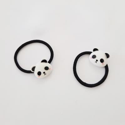 Panda Hair Tie Set of 2, Cute Animal Elastic Ponytail Holder, Kids Girls Hair Accessory, Cartoon Panda Headband, Black & White Kawaii Hair Elastic