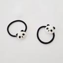  Panda Hair Tie Set of 2, Cute Animal Elastic Ponytail Holder, Kids Girls Hair Accessory, Cartoon Panda Headband, Black & White Kawaii Hair Elastic