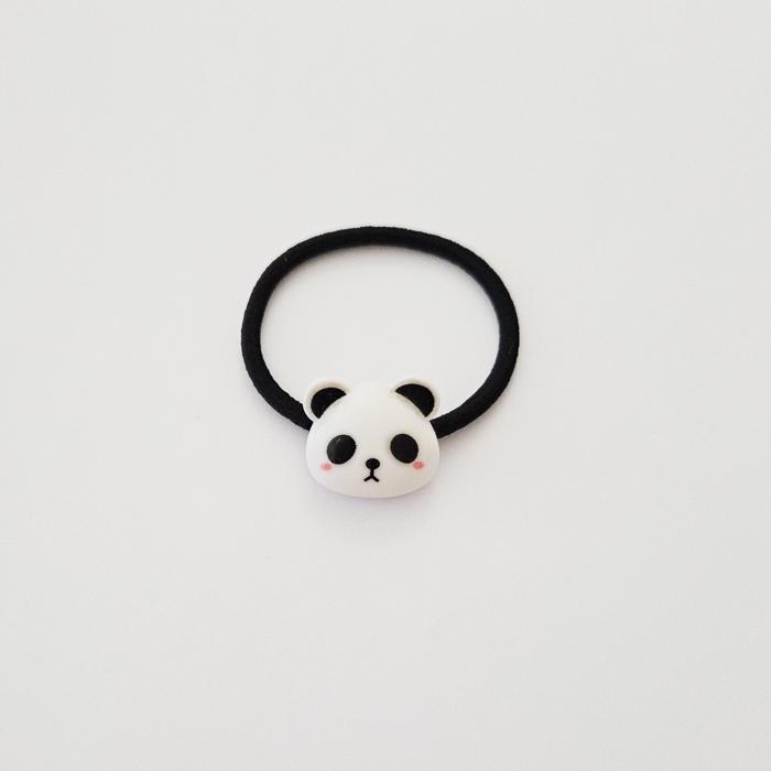 Panda Hair Tie Set of 2, Cute Animal Elastic Ponytail Holder, Kids Girls Hair Accessory, Cartoon Panda Headband, Black & White Kawaii Hair Elastic