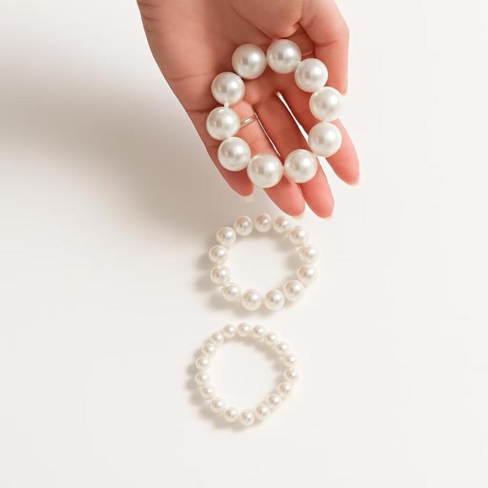 Large Pearl Ponytail Hair Tie, Pearl Scrunchie for Bun, Bridal Hair Bun Holder, Wedding Pearl Hair Accessory, Classic Pearl Hair Jewelry