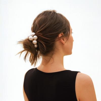 Large Pearl Ponytail Hair Tie, Pearl Scrunchie for Bun, Bridal Hair Bun Holder, Wedding Pearl Hair Accessory, Classic Pearl Hair Jewelry