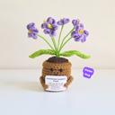 Violet Hug Crochet Flower Hug Pot – Emotional Support Potted Plant with Positive Message, Gift for Mom, Dad, or Teacher, Amigurumi Home Decor