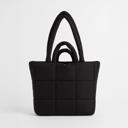  Black Quilted Puffer Tote Bag with Zipper, Large Soft Shoulder Bag for Women, Minimalist Padded Handbag, Cozy Winter Travel Purse, Everyday Work Bag, Gift for Her