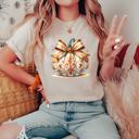  Fall Pumpkin Bow Shirt – Vintage Autumn Tee for Women, Cozy Thanksgiving Graphic Top, Cute Fall Outfit Idea, Gift for Her