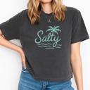  Salty Beach Vibes Graphic Crop Top by Comfort Colors – Summer Vacation Shirt, Coastal Cowgirl Aesthetic, Girls Trip Outfit, Chill Mood T-Shirt