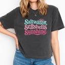  Saltwater Seashells Sunshine Comfort Colors Crop Top, Coastal Cowgirl Aesthetic – Retro Beach Summer Style, Y2K Lake Graphic T Shirt, Vacation Outfit, Gift for Her