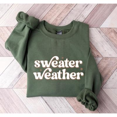 Sweater Weather Graphic Sweatshirt, Cozy Fall Pullover, Retro Autumn Top, Pumpkin Spice Season Outfit, Gift for Her