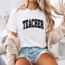  TEACHER Graphic T-Shirt – Unisex Fit, Back to School Teacher Shirt, College Style Block Letters, Gift for Educators, Comfy Everyday Tee