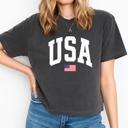 USA Graphic Comfort Colors Crop Top, Vintage Patriotic T Shirt – 4th of July & Independence Day Outfit, Y2K Americana Aesthetic, Summer Festival Tee, Country Girl Style, Gift for Her