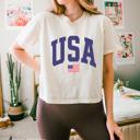  USA Graphic Comfort Colors Crop Top, Vintage Patriotic T Shirt – 4th of July & Independence Day Outfit, Y2K Americana Aesthetic, Summer Festival Tee, Country Girl Style, Gift for Her