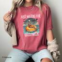  Just Waiting for Halloween Shirt, Funny Skeleton Halloween Tee, Comfort Colors Crop Top or Tee, Fall Country Shirt, Spooky Season Shirt