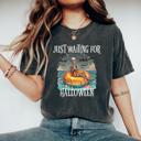  Just Waiting for Halloween Shirt, Funny Skeleton Halloween Tee, Comfort Colors Crop Top or Tee, Fall Country Shirt, Spooky Season Shirt