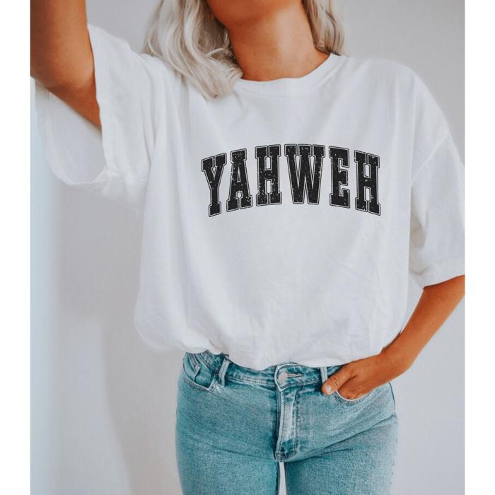 YAHWEH Graphic T-Shirt by Comfort Colors, Bold Christian Tee for Women, Distressed Faith Shirt, Church Outfit, Faith-Based T-Shirt, Gift for Her