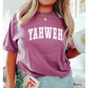  YAHWEH Graphic T-Shirt by Comfort Colors, Bold Christian Tee for Women, Distressed Faith Shirt, Church Outfit, Faith-Based T-Shirt, Gift for Her