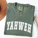  YAHWEH Graphic T-Shirt by Comfort Colors, Bold Christian Tee for Women, Distressed Faith Shirt, Church Outfit, Faith-Based T-Shirt, Gift for Her