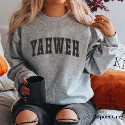 Yahweh Christian Sweatshirt, Sport Grey Bible Verse Pullover, Faith Graphic Sweatshirt for Women, Religious Crewneck, Christian Gift for Her