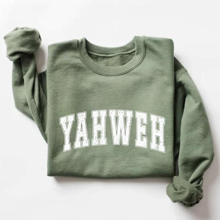 Yahweh Christian Sweatshirt, Sport Grey Bible Verse Pullover, Faith Graphic Sweatshirt for Women, Religious Crewneck, Christian Gift for Her