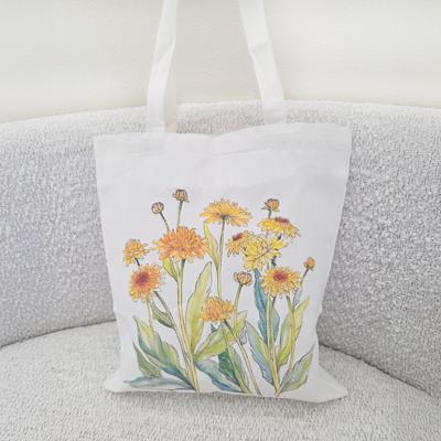 Yellow Wildflower Tote Bag, Vintage Floral Canvas Shoulder Bag – Eco-Friendly Book Bag, Nature-Inspired Gift for Her, Spring Summer Aesthetic