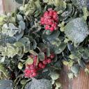  Holiday Eucalyptus & Red Berry Wreath – 20" with Glitter & Ice Accents