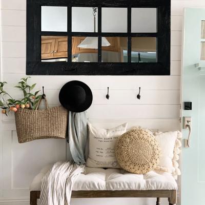 Modern Rustic Black Wall Mirror – Cozy Farmhouse Decor 