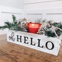  Rustic Dual-Sided Centerpiece Tray with Handles – "Oh Hello" & "Please Seat Yourself"