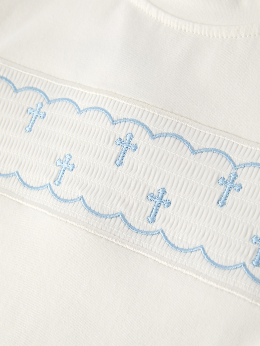 Blue Smocked Church Christ Bishop Christening Boys'Set