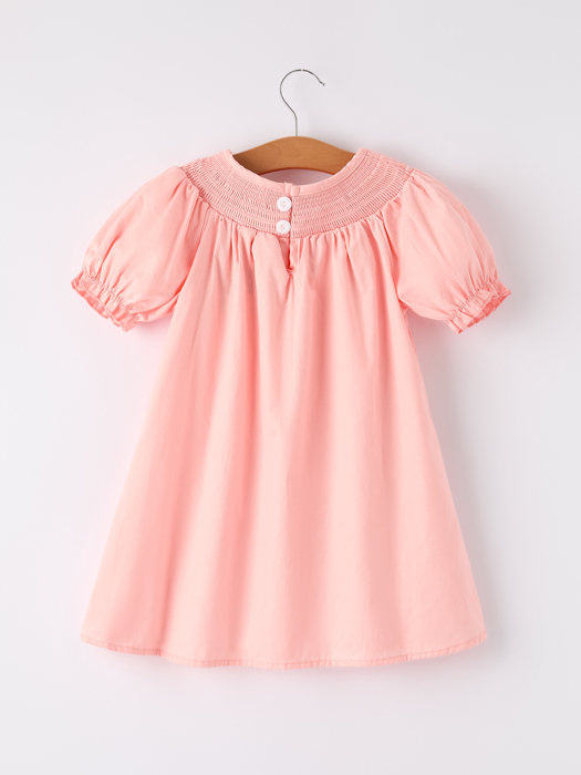 Toddler Girls Horse Smocking Embroidered Coral Dress