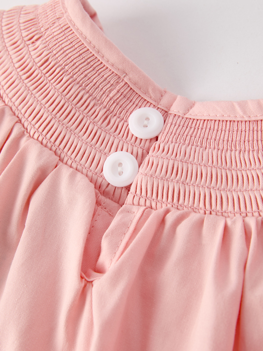 Toddler Girls Horse Smocking Embroidered Coral Dress