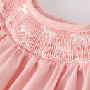  Baby Girls Horse Smocking Embroidered Coral Romper