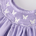  Girls Butterfly Smocking Embroidered Purple Dress