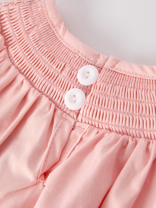 Baby Girls Horse Smocking Embroidered Coral Romper