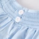  Girls Cross Smocking Embroidered Blue Romper