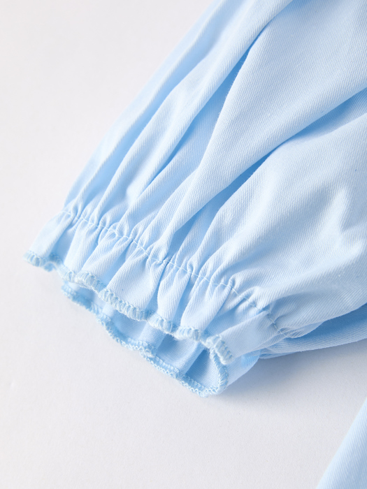 Girls Cross Smocking Embroidered Blue Dress