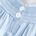  Girls Cross Smocking Embroidered Blue Dress