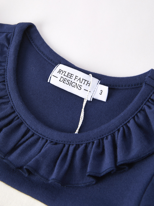 Back To School Navy Bow Apple Applique Toddler Girls Dress